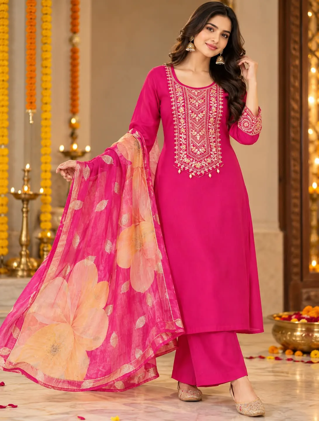 Chandni Rose Muslin Suit Set