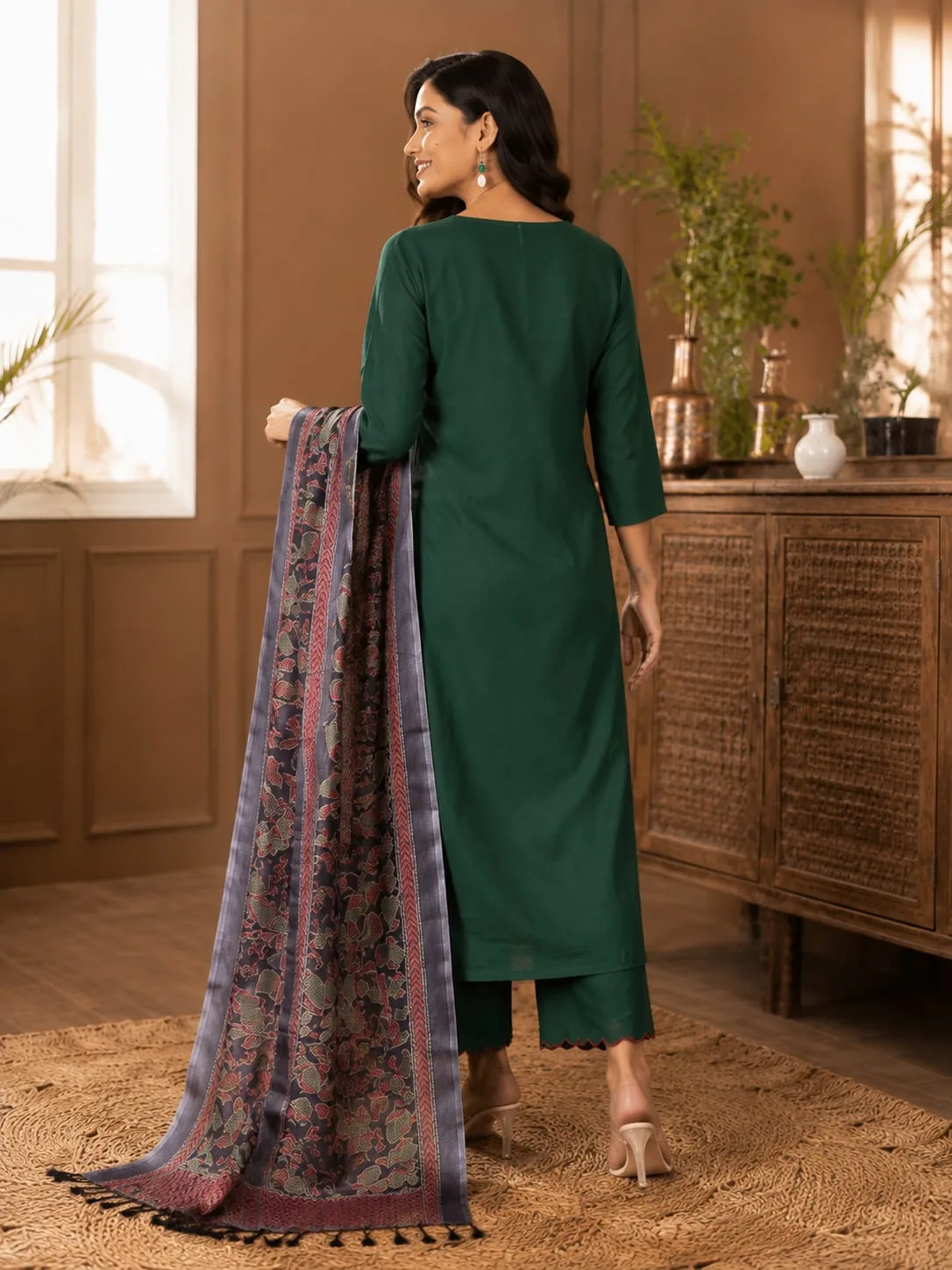 Rehana Mustard Cotton Suit Set
