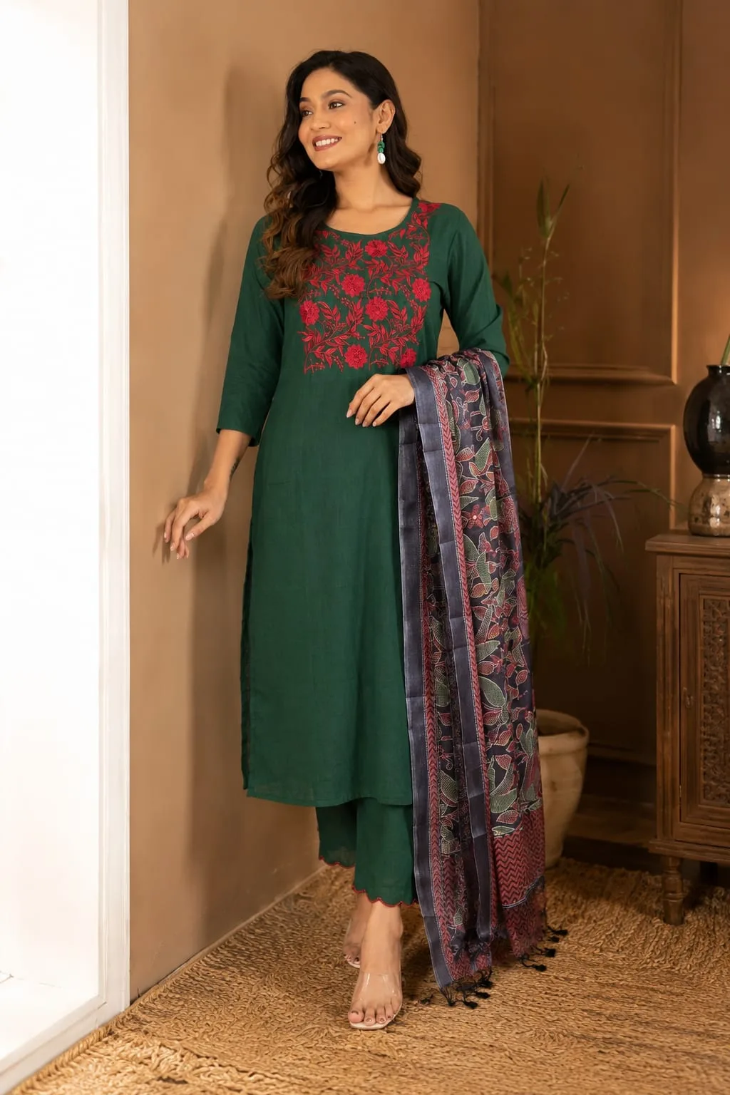Rehana Mustard Cotton Suit Set — photo 4